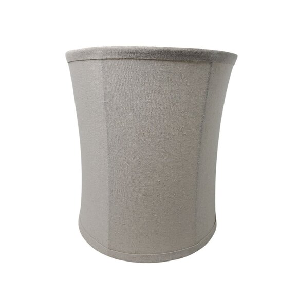 Vintage Beige Linen Curved Drum Lampshade - 14"x14"x11" - Picture 2 of 4